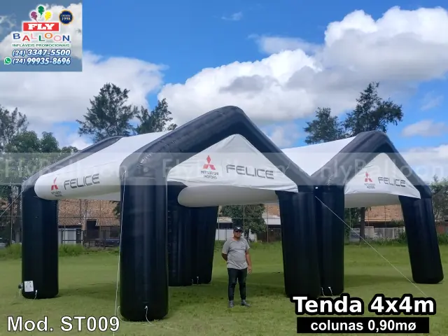 Tenda inflável personalizada Felice Mitsubishi Motors — estande inflável para concessionária